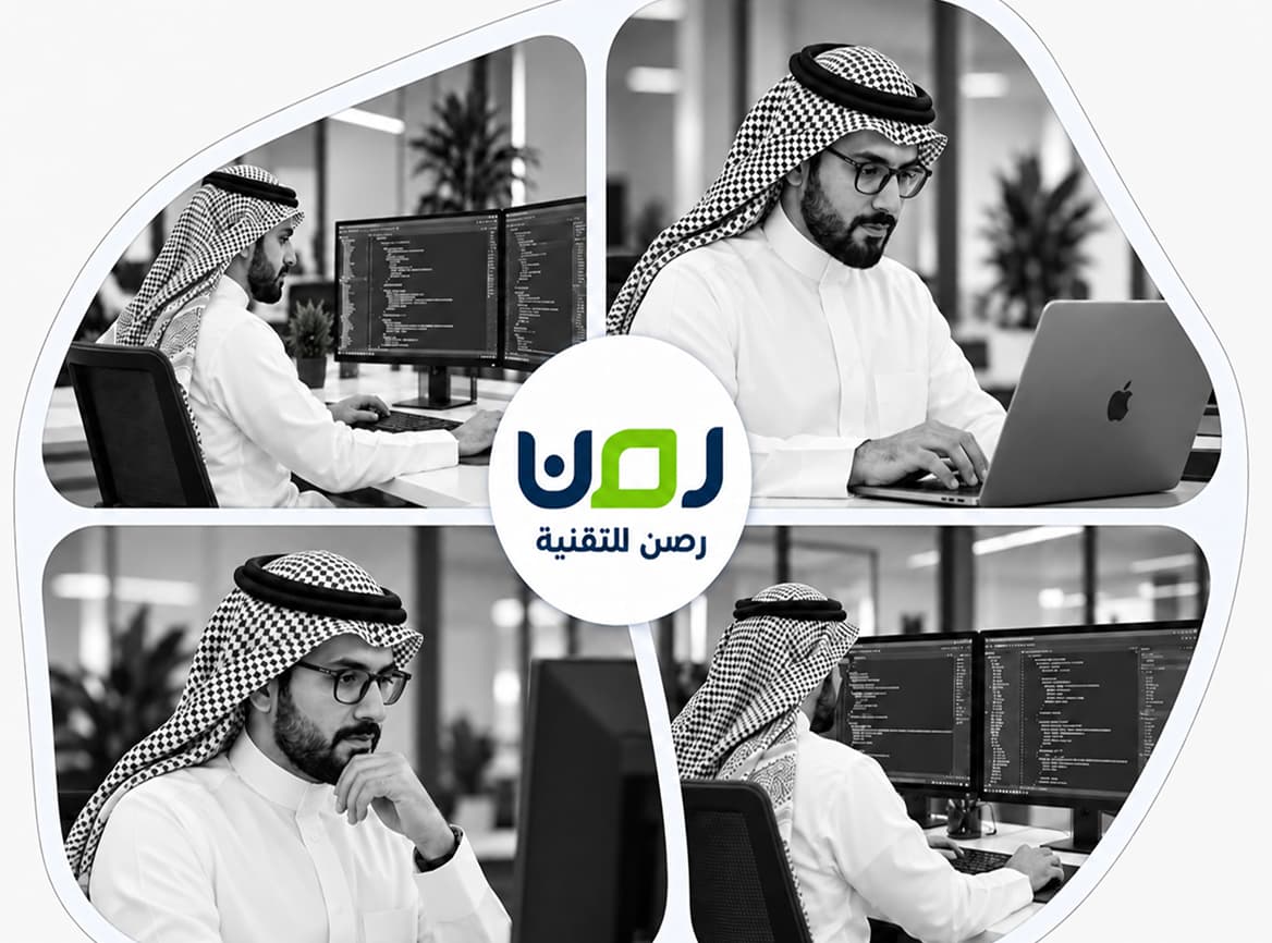 فريق رصن أثناء العمل على مشاريع رقمية